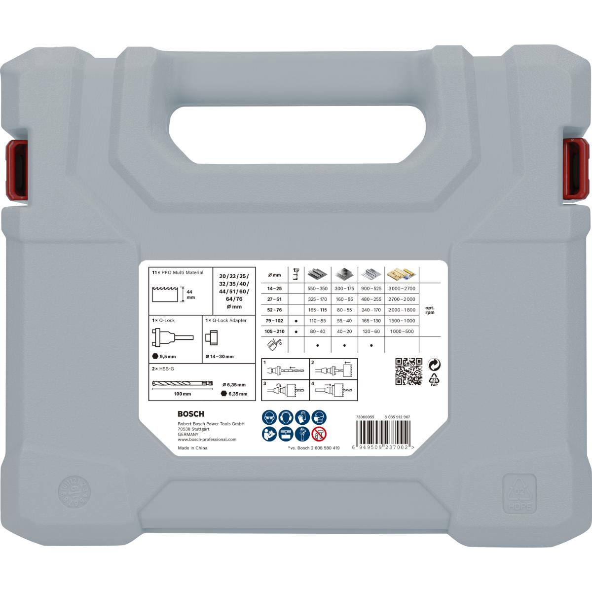 Bosch PRO Multi Material Lochsäge Q-Lock Halter, 15 teiliges Set
