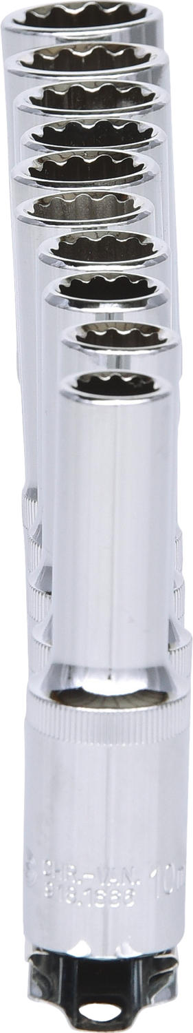 KS Tools 1/2" CHROMEplus 12kant-Stecknuss-Satz, lang, 10-tlg, 10-19mm