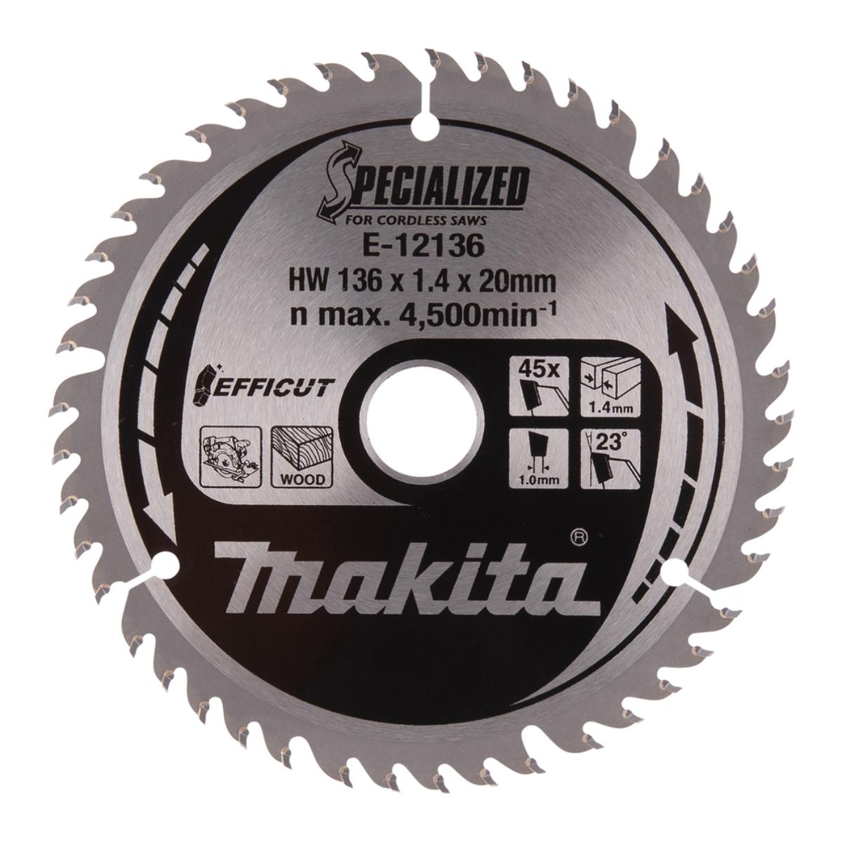 Makita Sägeblatt 136x1,4x20, 45Z EFFICUT - E-12136