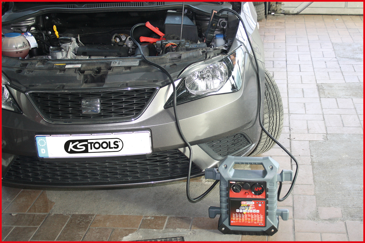 KS Tools 12 V + 24 V Batterie-Booster, mobiles Starthilfegerät 1400 A