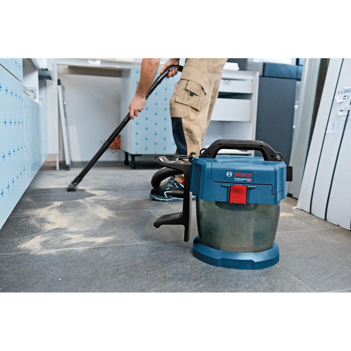 Bosch Akku-Staubsauger GAS 18V-10 L, Solo Version, mit Elektrowerkzeugadapter