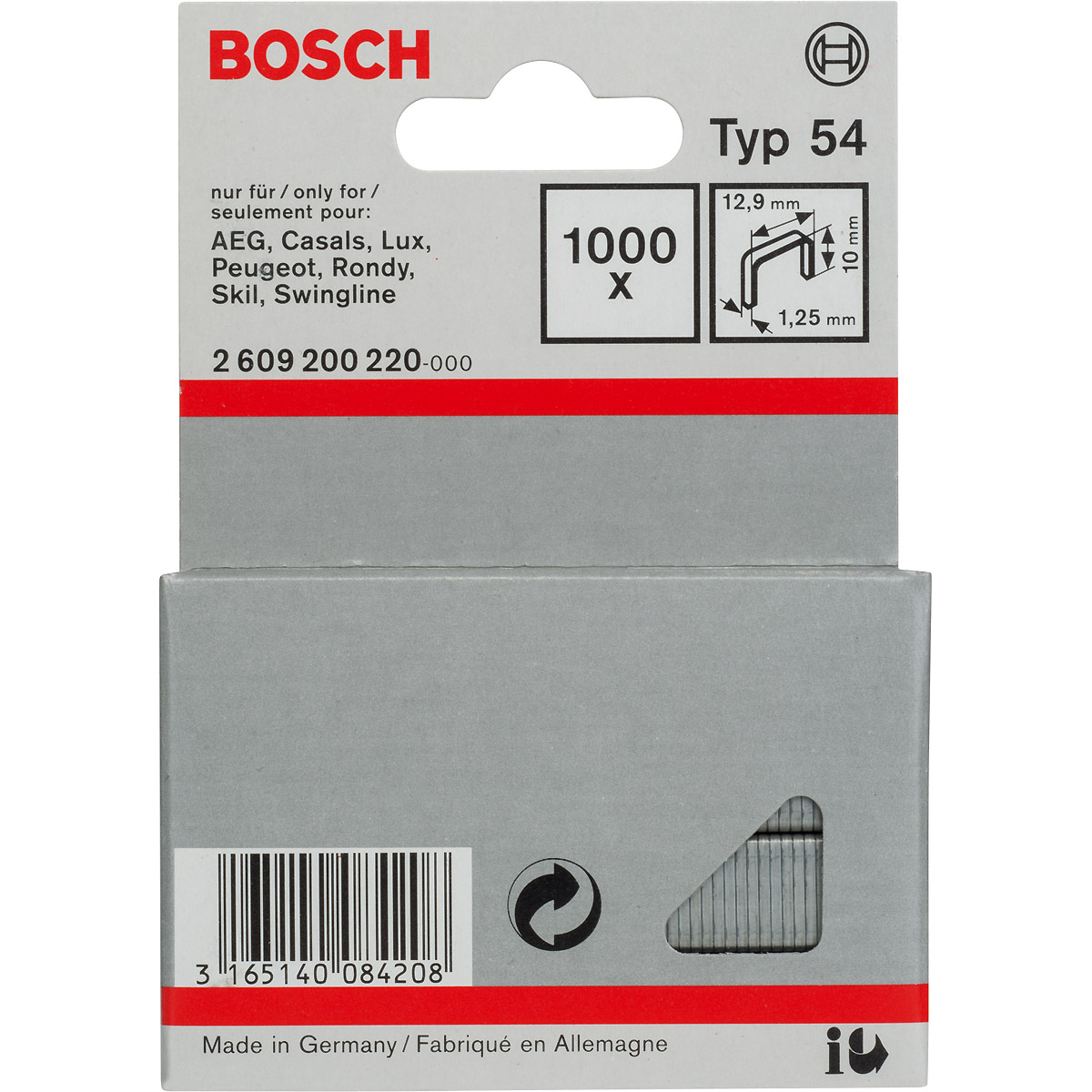 Bosch Flachdrahtklammer Typ 54, 12,9 x 1,25 x 10mm