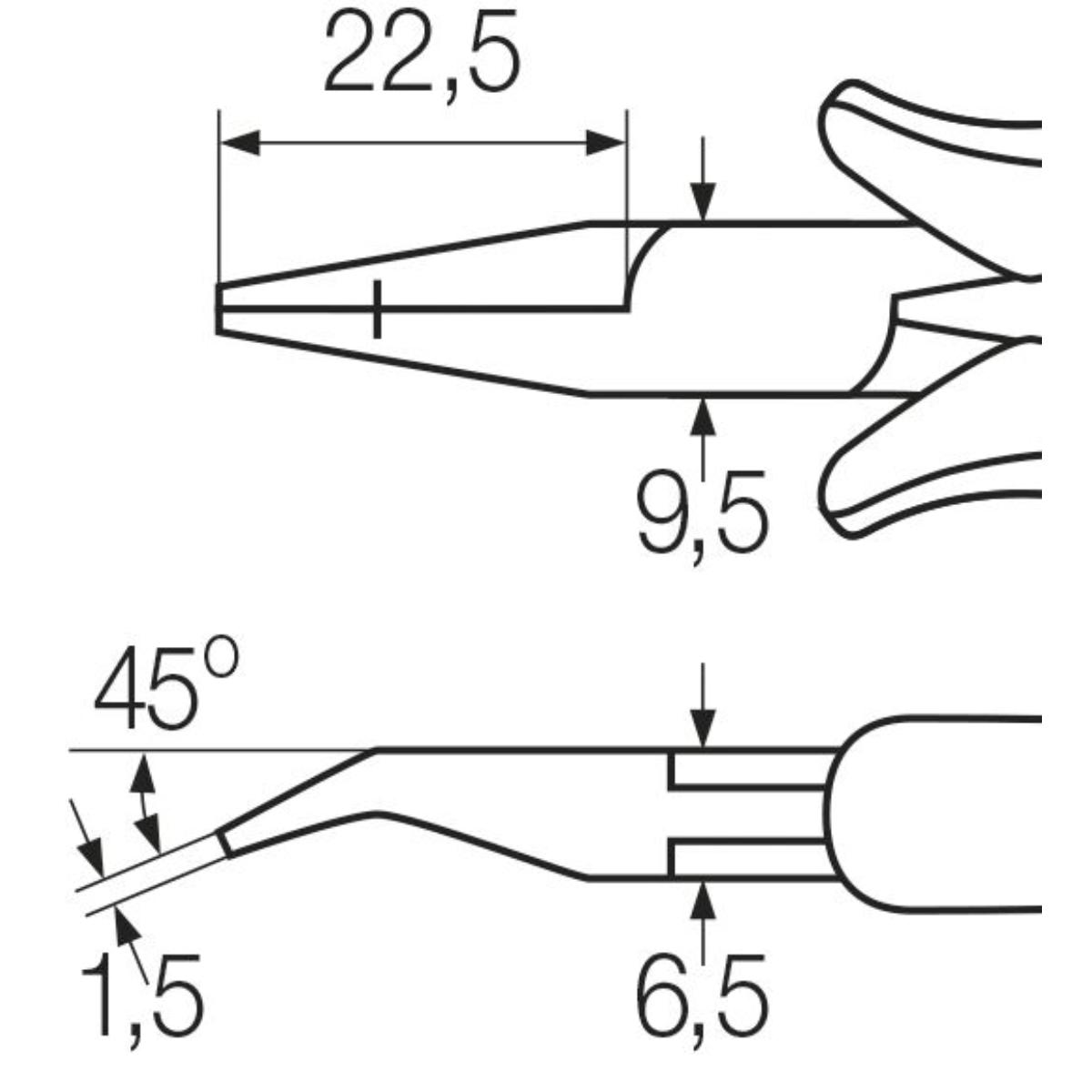 Wiha Flachrundzange Professional ESD gebogene Form, ca. 45° - 5 Stück