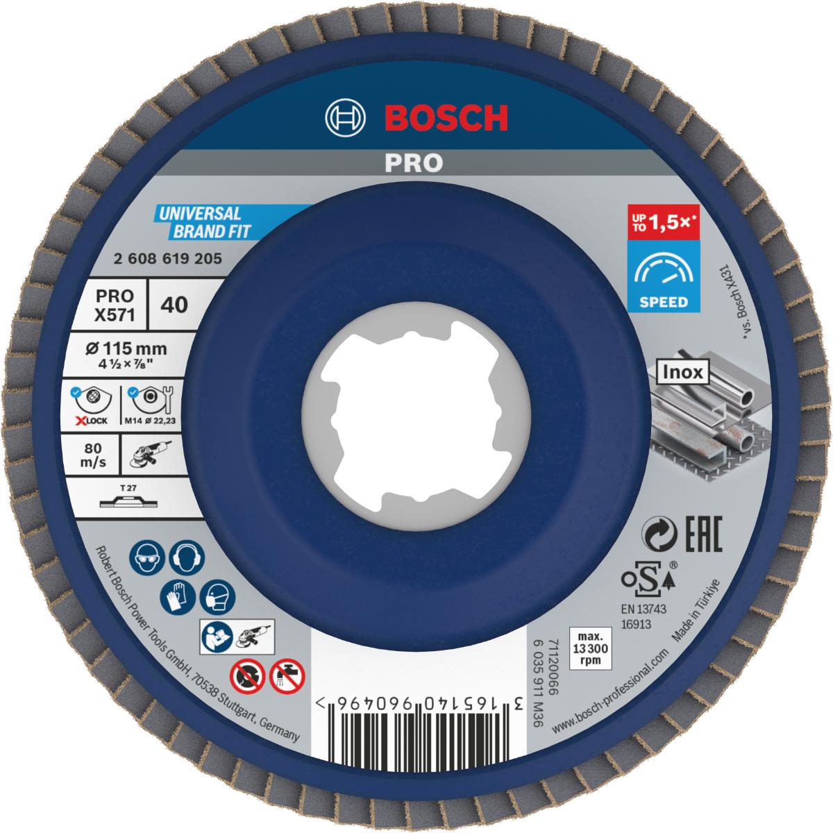 Bosch PRO Fächerschleifscheibe X571 Best for Metal, gerade, Kunststoff