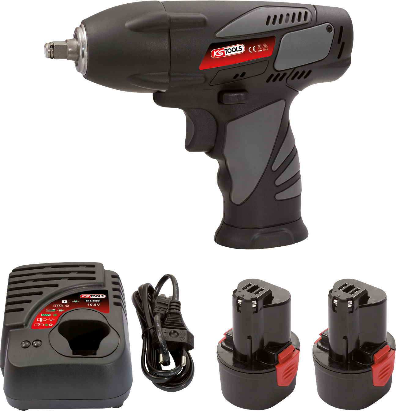 KS Tools 3-8'' Akku-Schlag-Schrauber, 117Nm, 1.870 U-min, mit 1 Akku und 1 Ladegerät