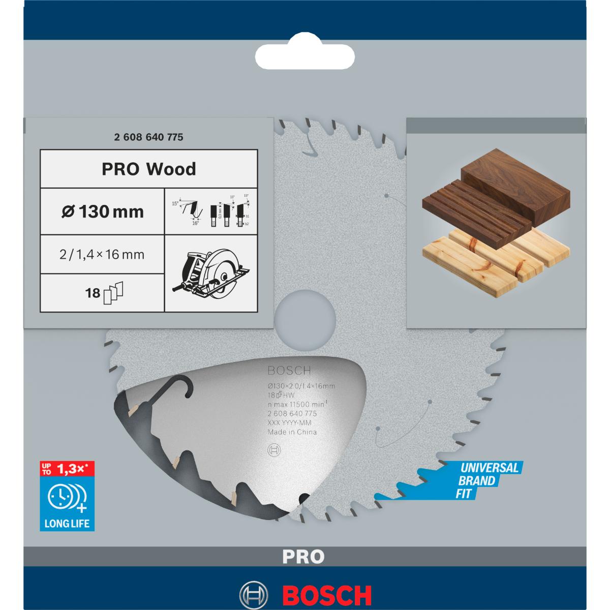 Bosch PRO Kreissägeblatt Speedline Wood, 130 x 16 x 2,0 mm, 18 Zähne