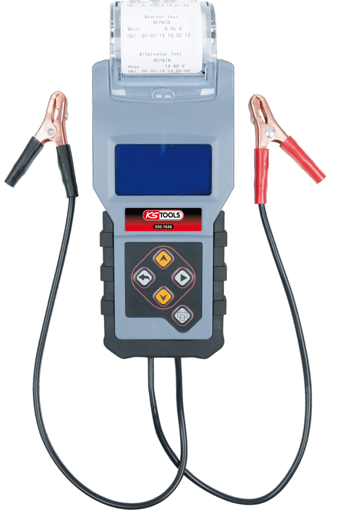 KS Tools 12V Digital-Batterie- und Ladesystemtester mit integriertem Drucker