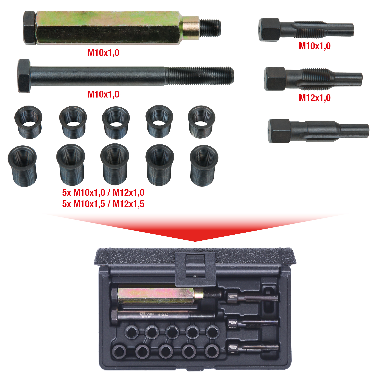 KS Tools THREADfix Reparatur-Satz M10x1 Glühkerzen,15-tlg