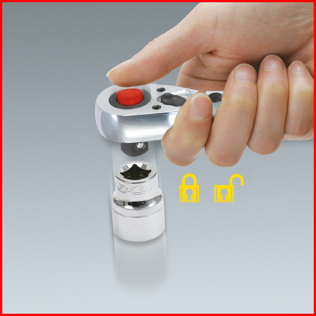 KS Tools 1/2" ERGOTORQUE®precision Ratschen-Drehmomentschlüssel, 40-200Nm, rot
