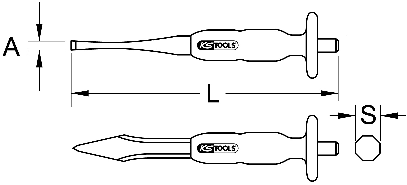 KS Tools Kreuzmeißel, 7 mm, 8-kant