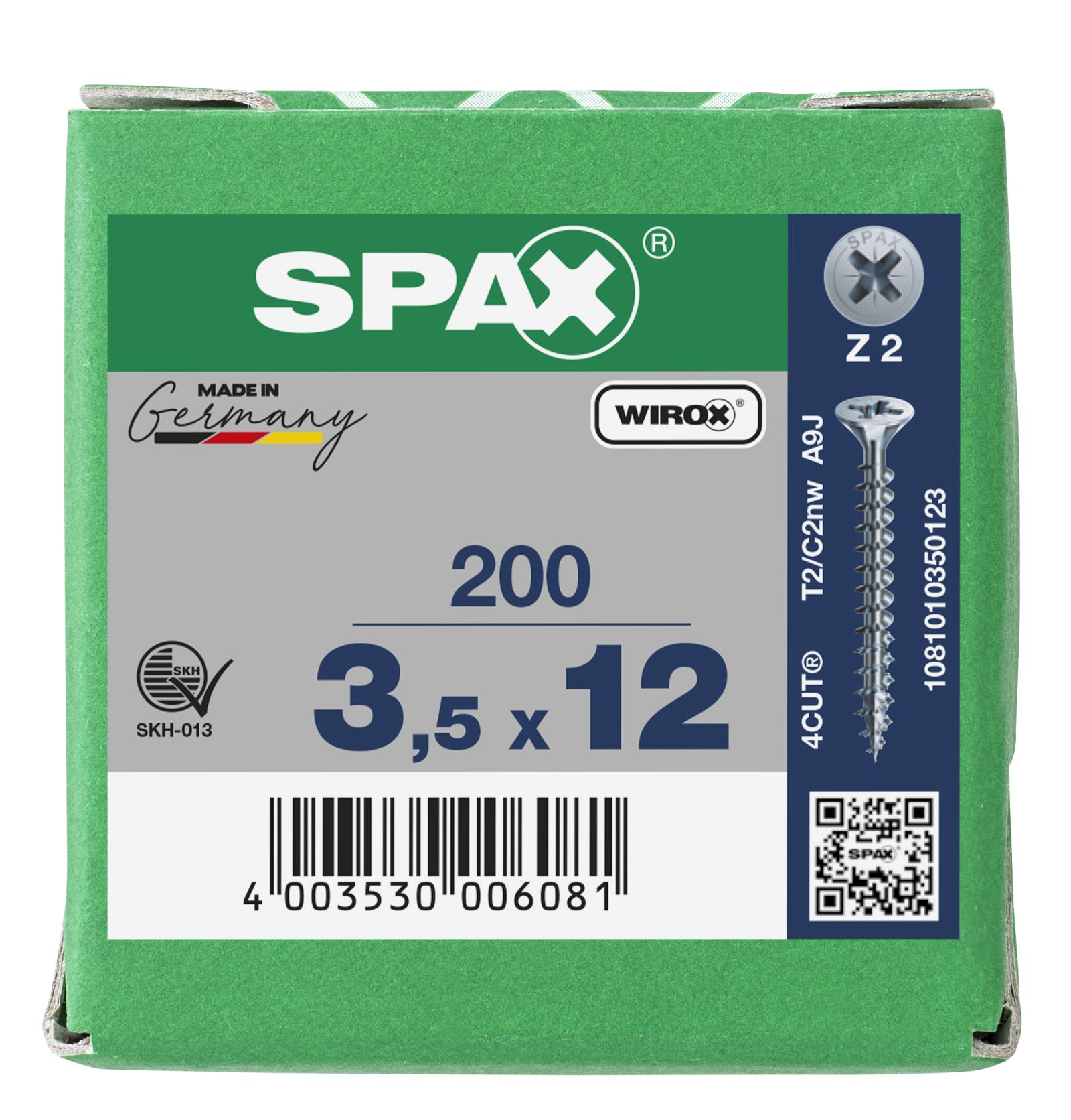 SPAX Senkmultikopf Kreuzschlitz Z2 Vollgewinde WIROX, 200 Stück