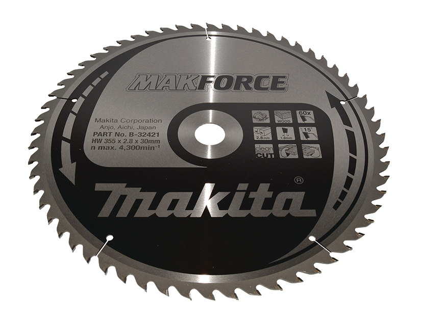 Makita Kreissägeblatt MAKFORCE, 355/30 mm - 60 Zähne - 1,8 mm - Holz - B-32421