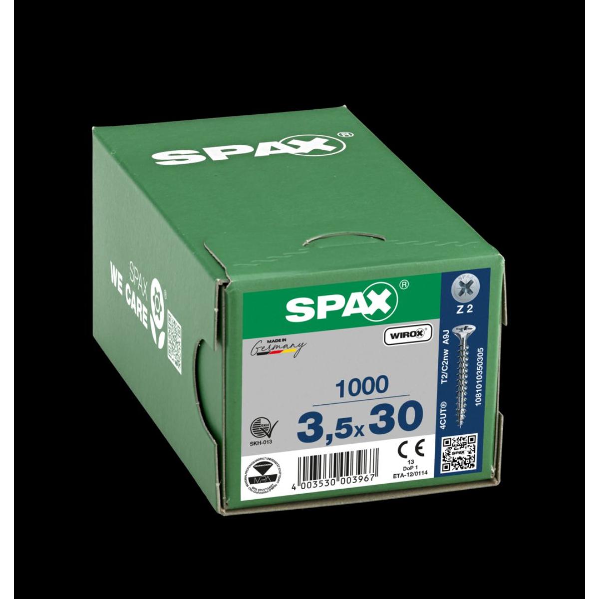 SPAX Senkmultikopf Bremsrippen Kreuzschlitz Z2 Vollgewinde WIROX, 1000 Stück