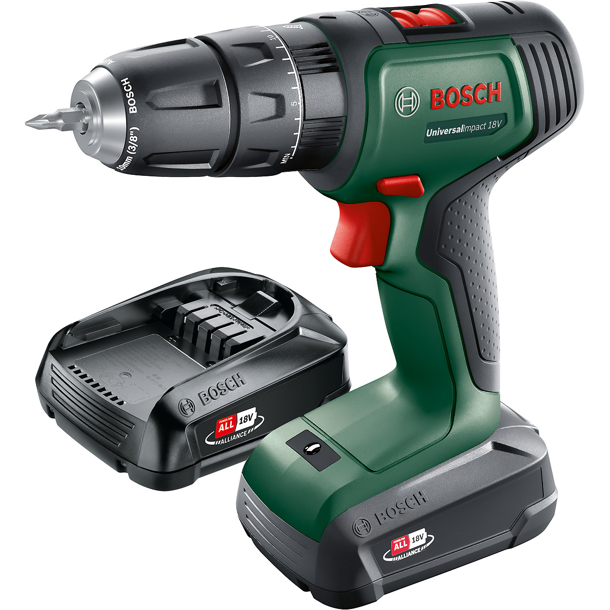 Bosch Akku-Zweigang-Schlagbohrschrauber UniversalImpact 18V mit 2x Akkupack, Ladegerät