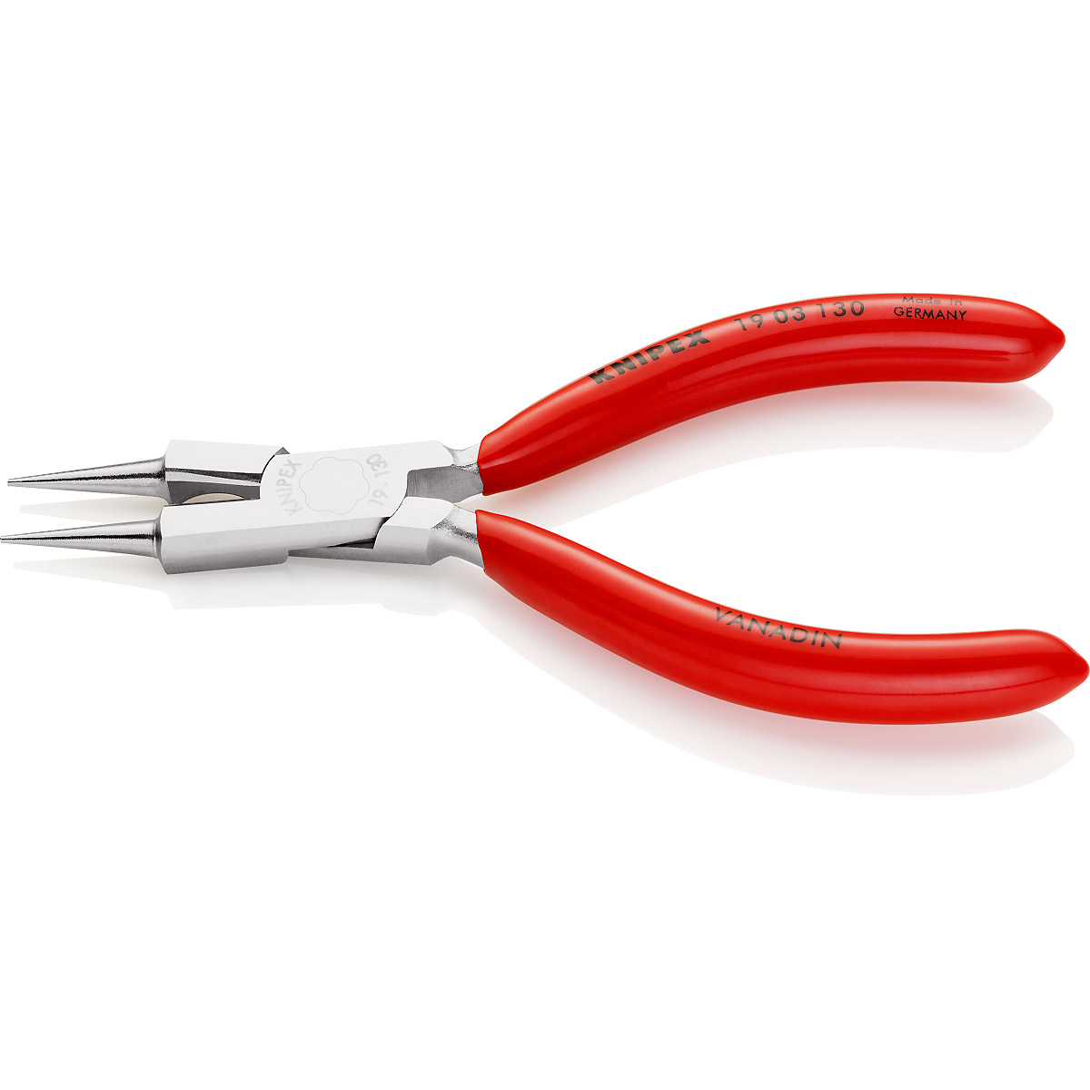KNIPEX Rundzange mit Schneide (Schmuckbiegezange) 130 mm verchromt mit Kunststoff überzogen