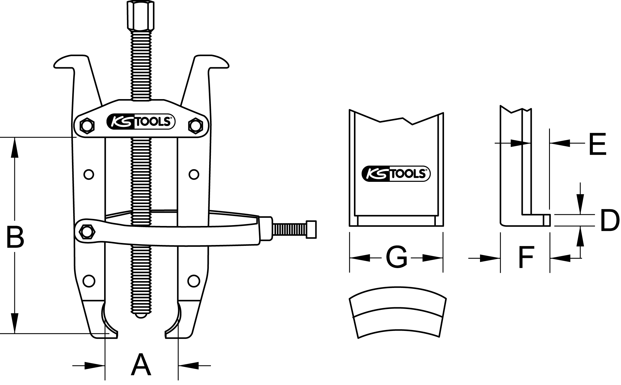 KS Tools Universal-Abzieher 2-armig mit Spannbügel