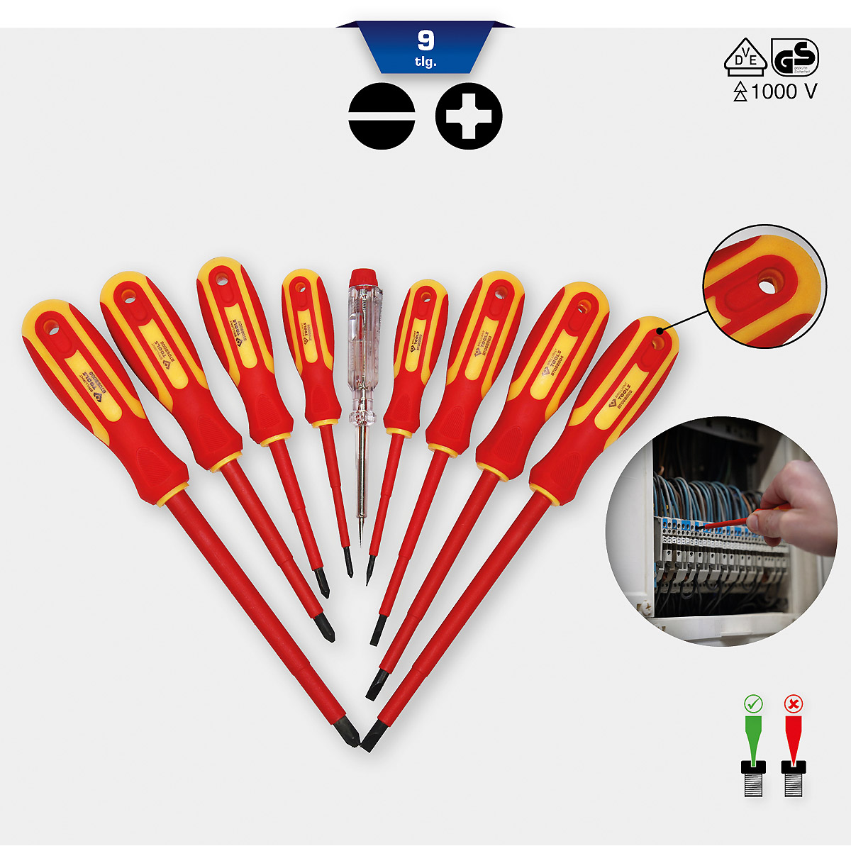 Brilliant Tools VDE Schraubendreher-Satz, 9-tlg, Schlitz und PH Phillips
