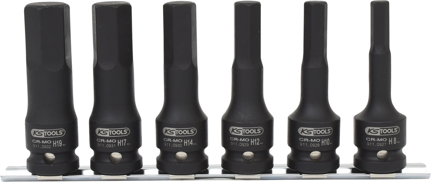 KS Tools 1/2" Kraft-Bit-Stecknuss-Satz, lang, 6-tlg