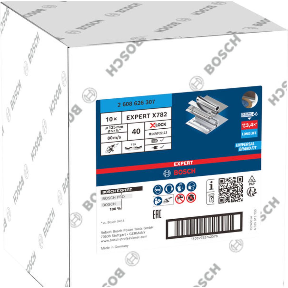 Bosch EXPERT X782 Fächerschleifscheibe, abgewinkelt, 125 mm, K40, X-Lock
