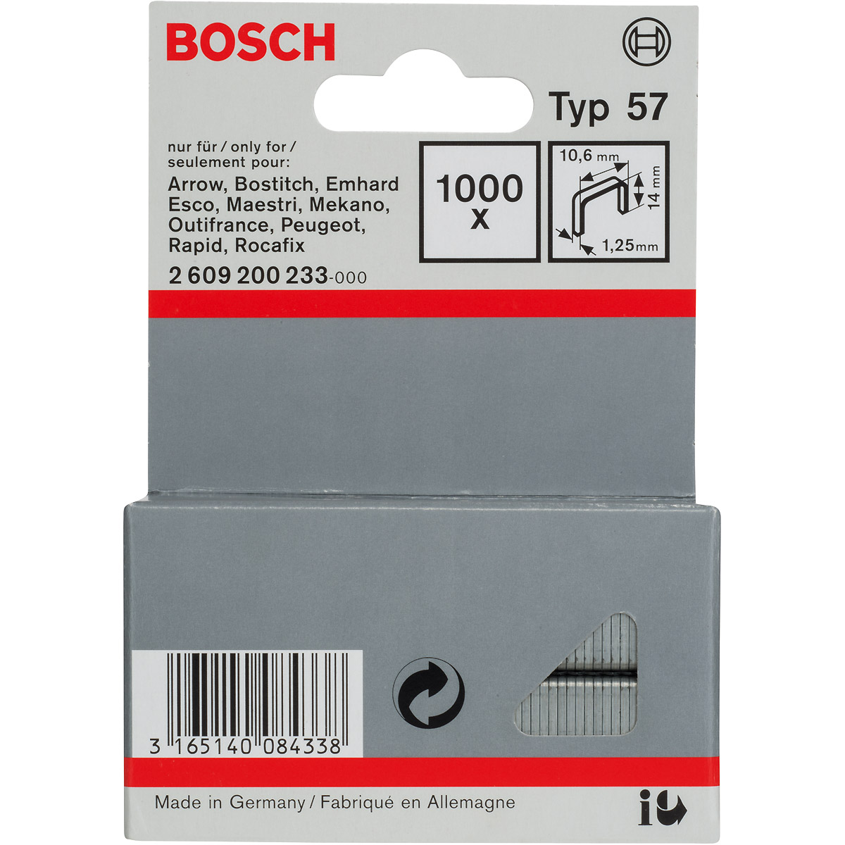 Bosch Flachdrahtklammer Typ 57, 10,6 x 1,25 x 14mm