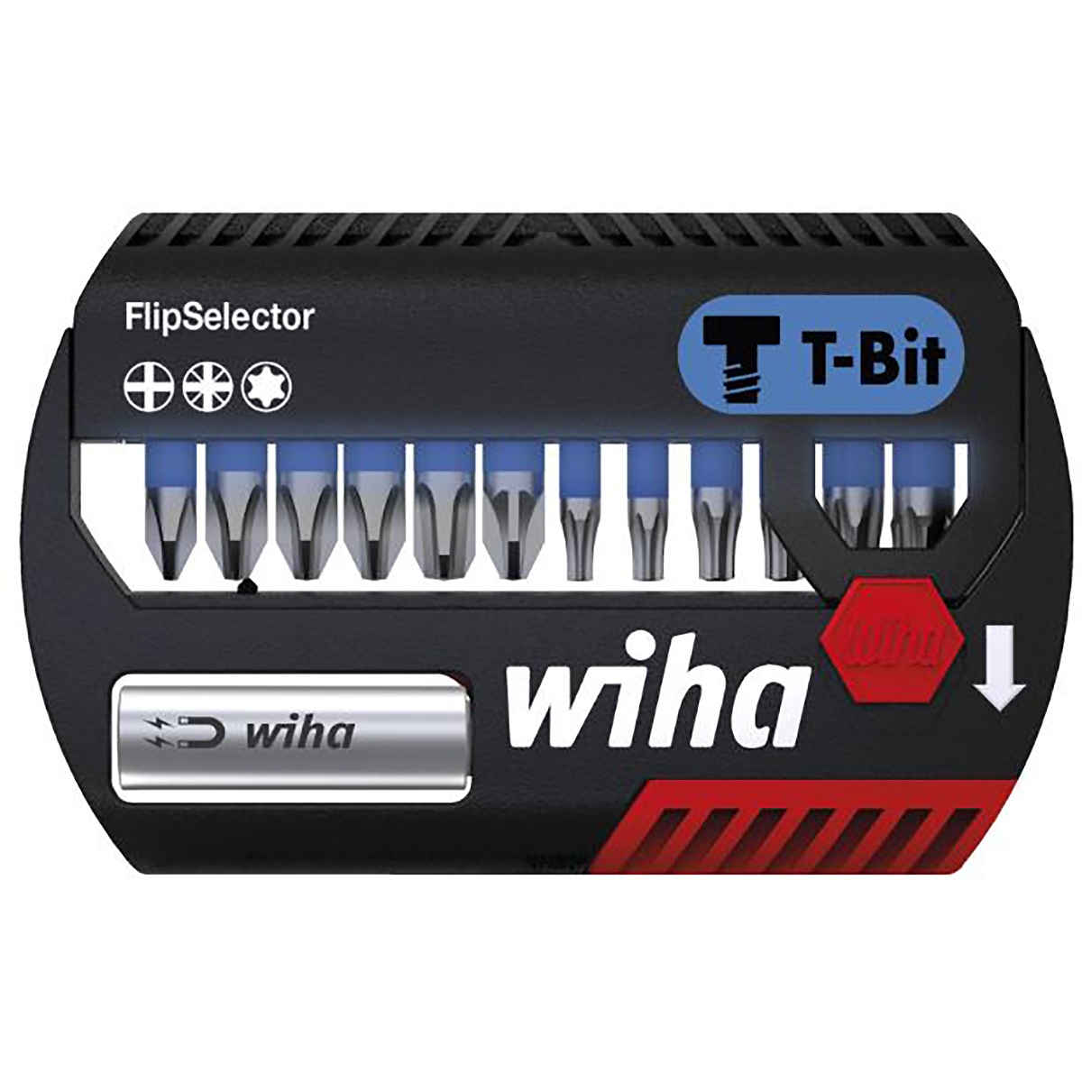 Wiha Bit Set FlipSelector T-Bit 25 mm Phillips, Pozidriv, TORX 13-teilges Set 1/4 zoll C6,3
