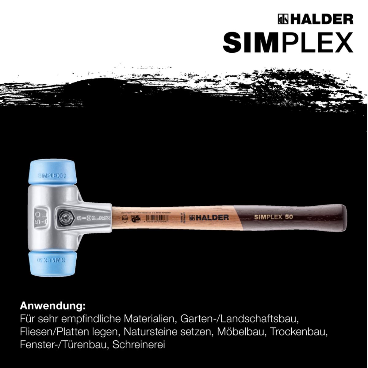 HALDER SIMPLEX - Schonhammer mit Aluminiumgehäuse und Holzstiel, TPE-soft