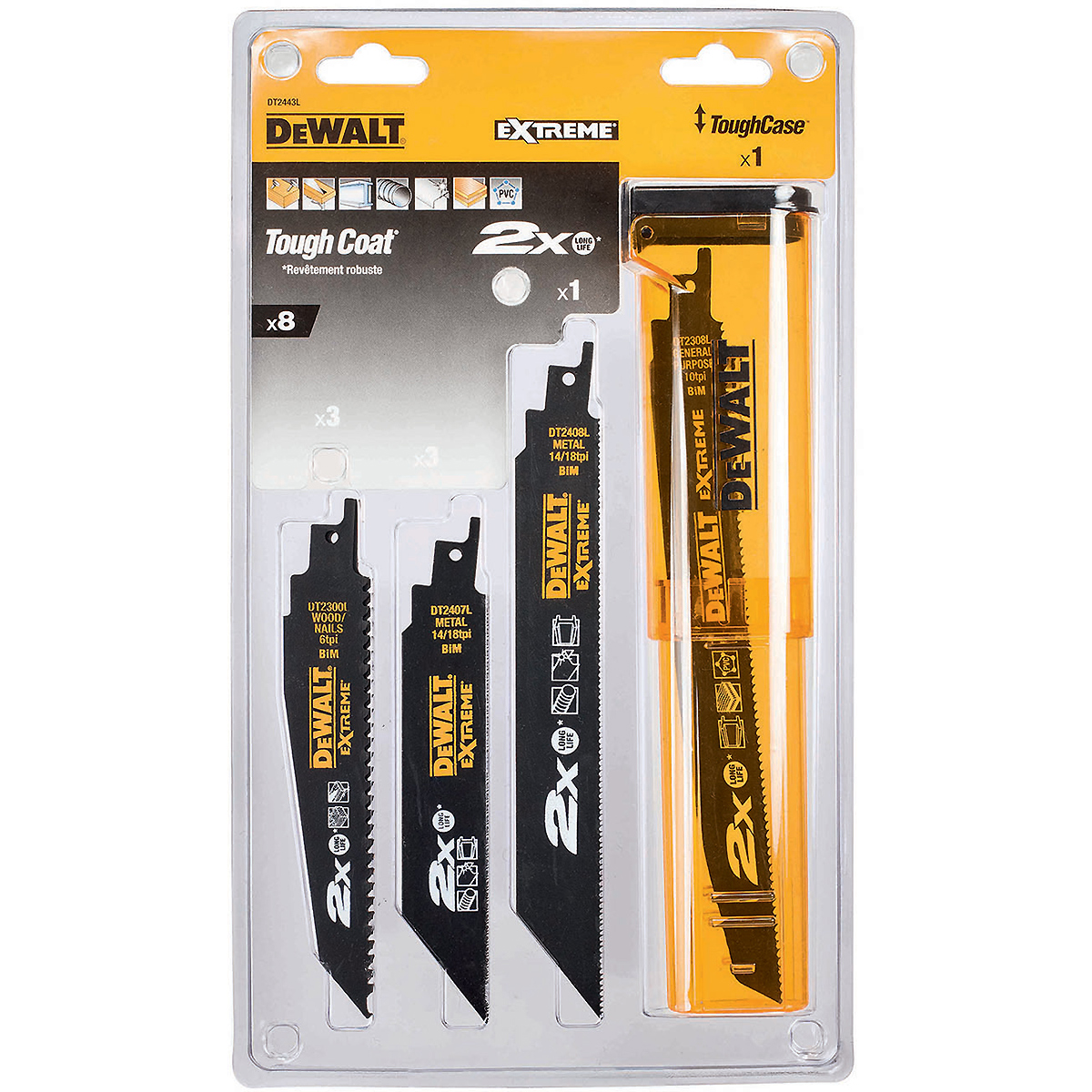DEWALT EXTREME Bi-Metall Säbelsägeblatt Set 8-tlg.