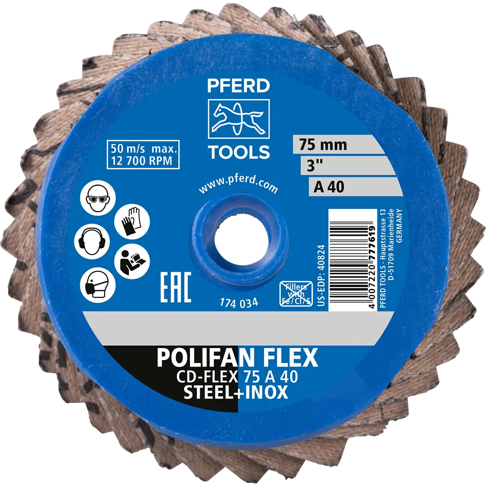 PFERD TOOLS COMBIDISC Korund Mini-POLIFAN CDR Ø 75mm A40 für universelle Anwendungen