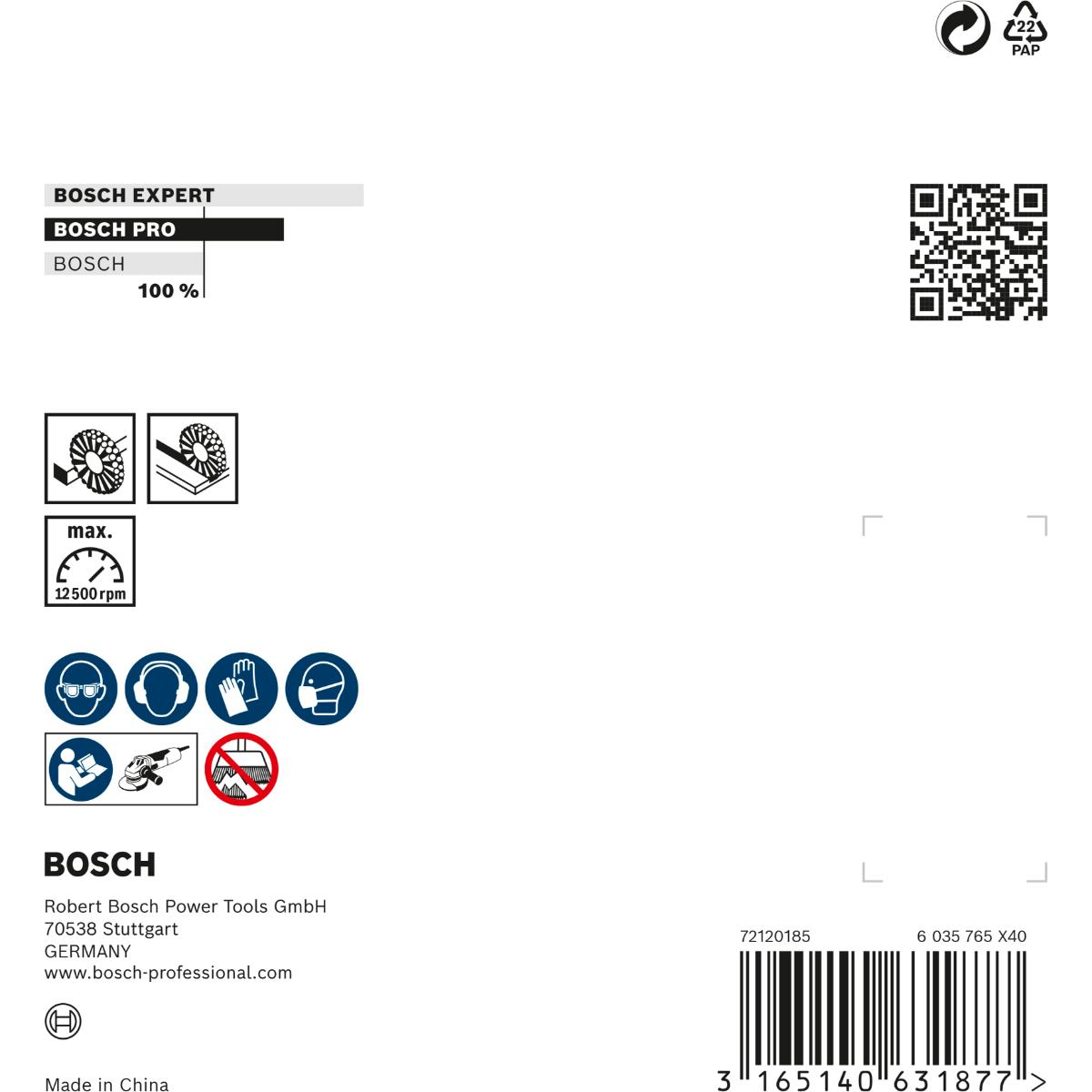 Bosch PRO Scheibenbürste Clean for Inox, gewellt, rostfrei, 115 mm, 0,3 mm, 8500 U/min,M14