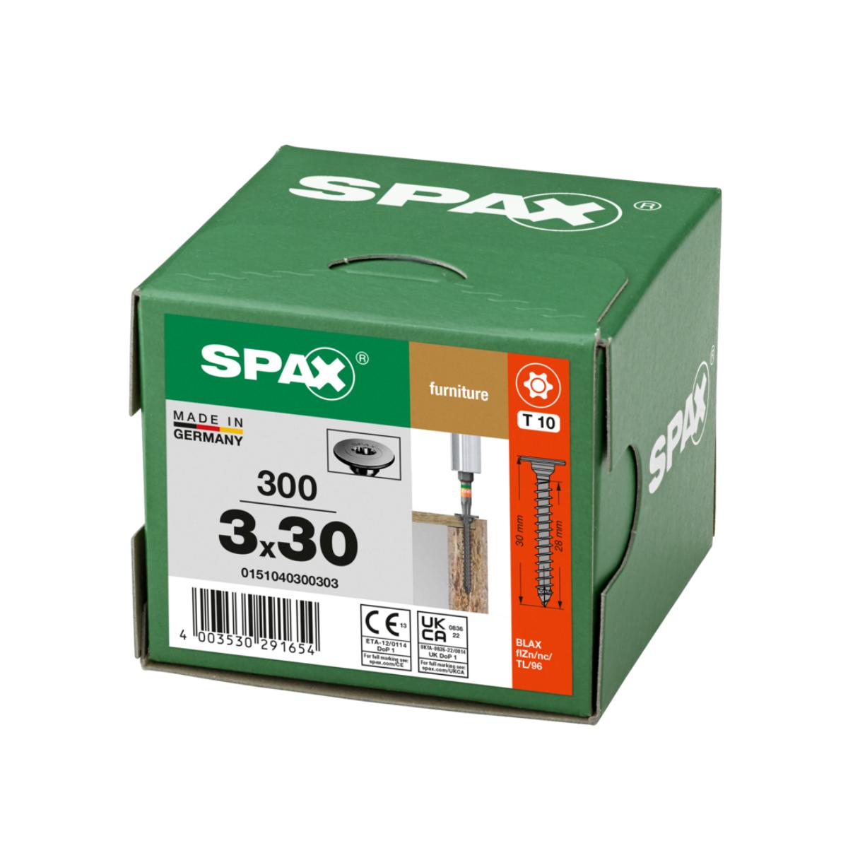 SPAX RÜCKWANDKOPF OHNE LINSE T-STAR PLUS 10 VOLLGEWINDE BLAX 300 Stück