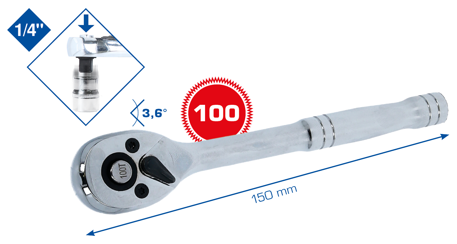 Brilliant Tools 1/4" Umschaltknarre mit Metallgriff - BT020995