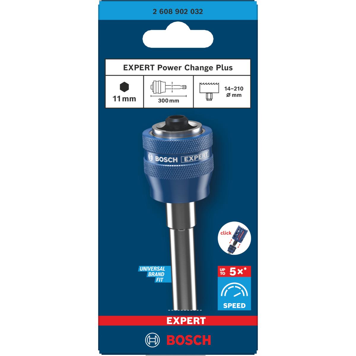 Bosch EXPERT Power Change Plus Lochsägen-Adapter-Verlängerungsstange Sechskantschaft 11 mm, 300 mm