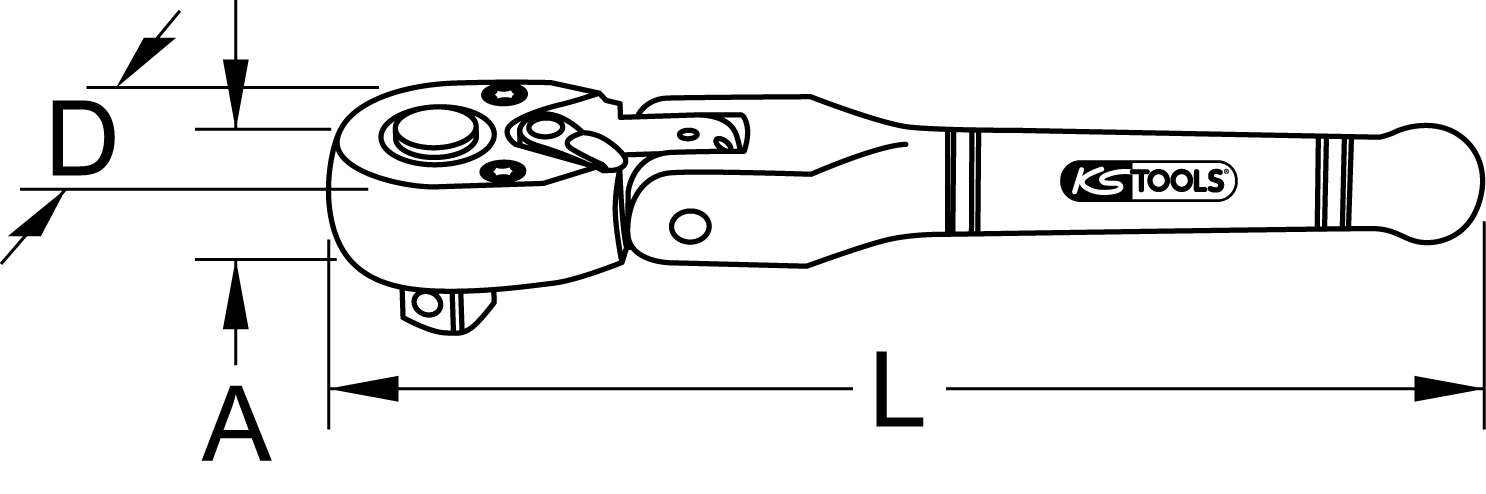 KS Tools 3/8" CHROMEplus Gelenk-Umschaltknarre, 72 Zahn