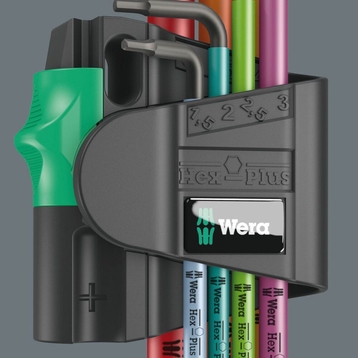 Wera 950/7 Hex-Plus Multicolour Magnet 1 Winkelschlüsselsatz, metrisch, BlackLaser, 7-teilig