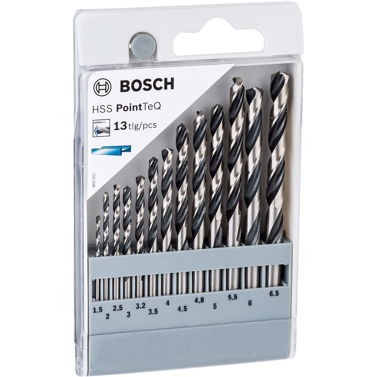 Bosch Metallspiralbohrer HSS-Set PointTeQ, DIN 338, 13-teilig