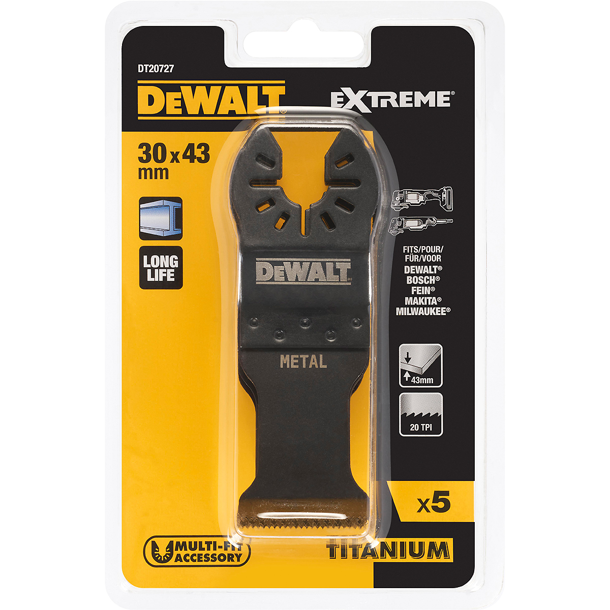 DEWALT Multi-Tool Sägeblatt Met 43x30mm 5 Stück