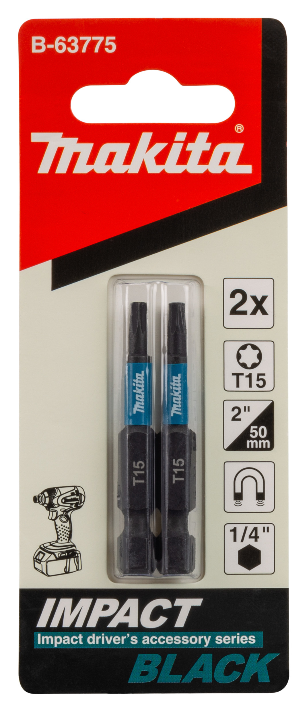 Makita Bit T15 Impact Black, T15 - 2 Stück - 50 mm - B-63775