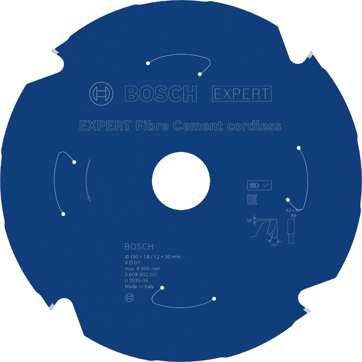 Bosch EXPERT Fiber Cement Kreissägeblatt, 190x1,8x30 mm, Z4
