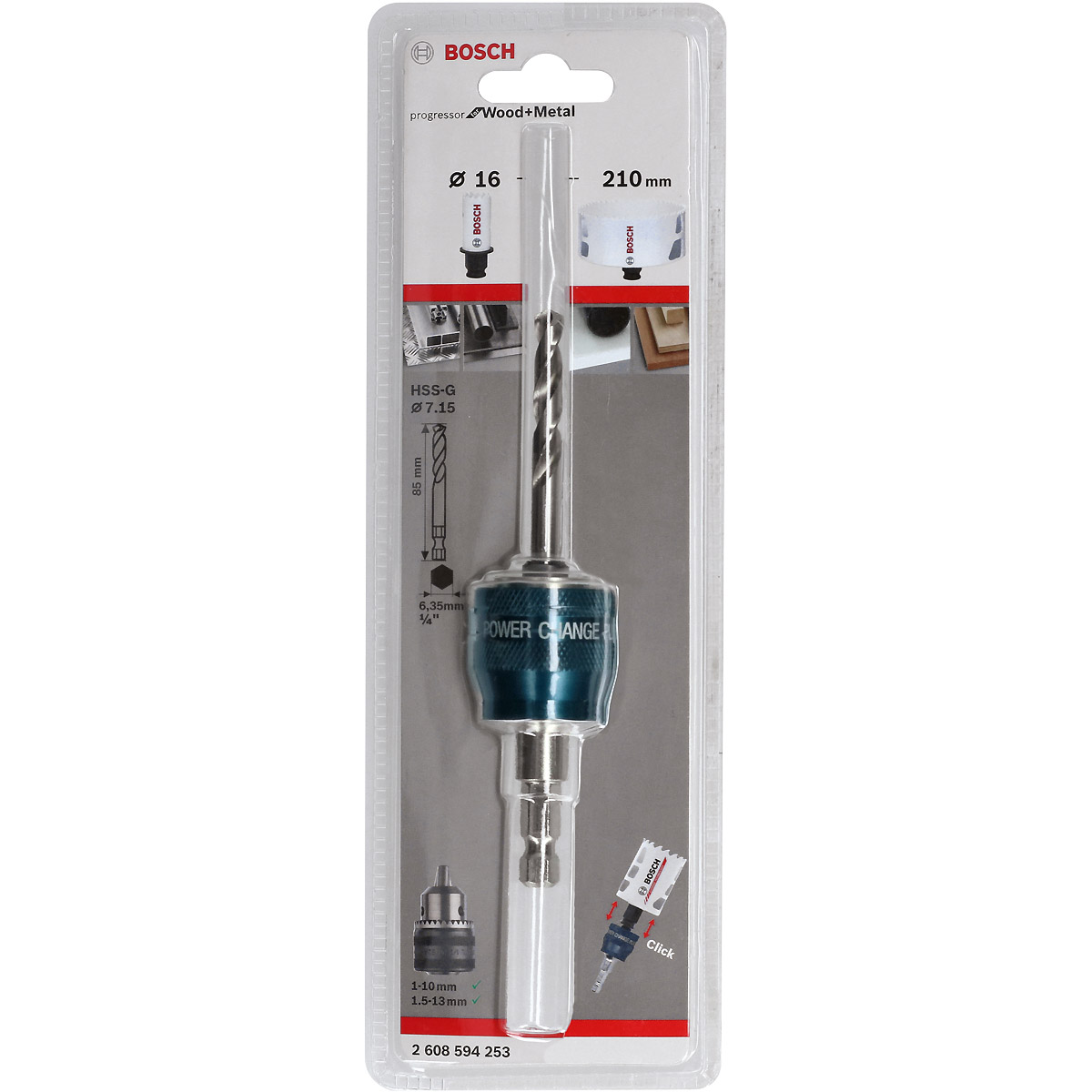Bosch PC Plus-Dorn 3,8 Zoll, 8,7 mm, Zentrierbohrer HSS-G 7,15 x 85 mm