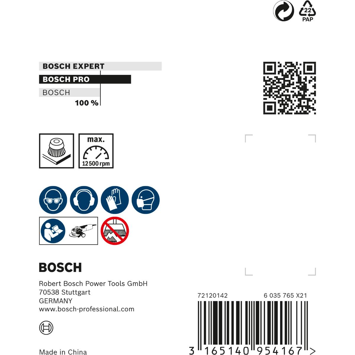 Bosch PRO Topfbürste X-LOCK Clean for Metal, 75 mm, 0,3 mm, gewellte Messingbürste