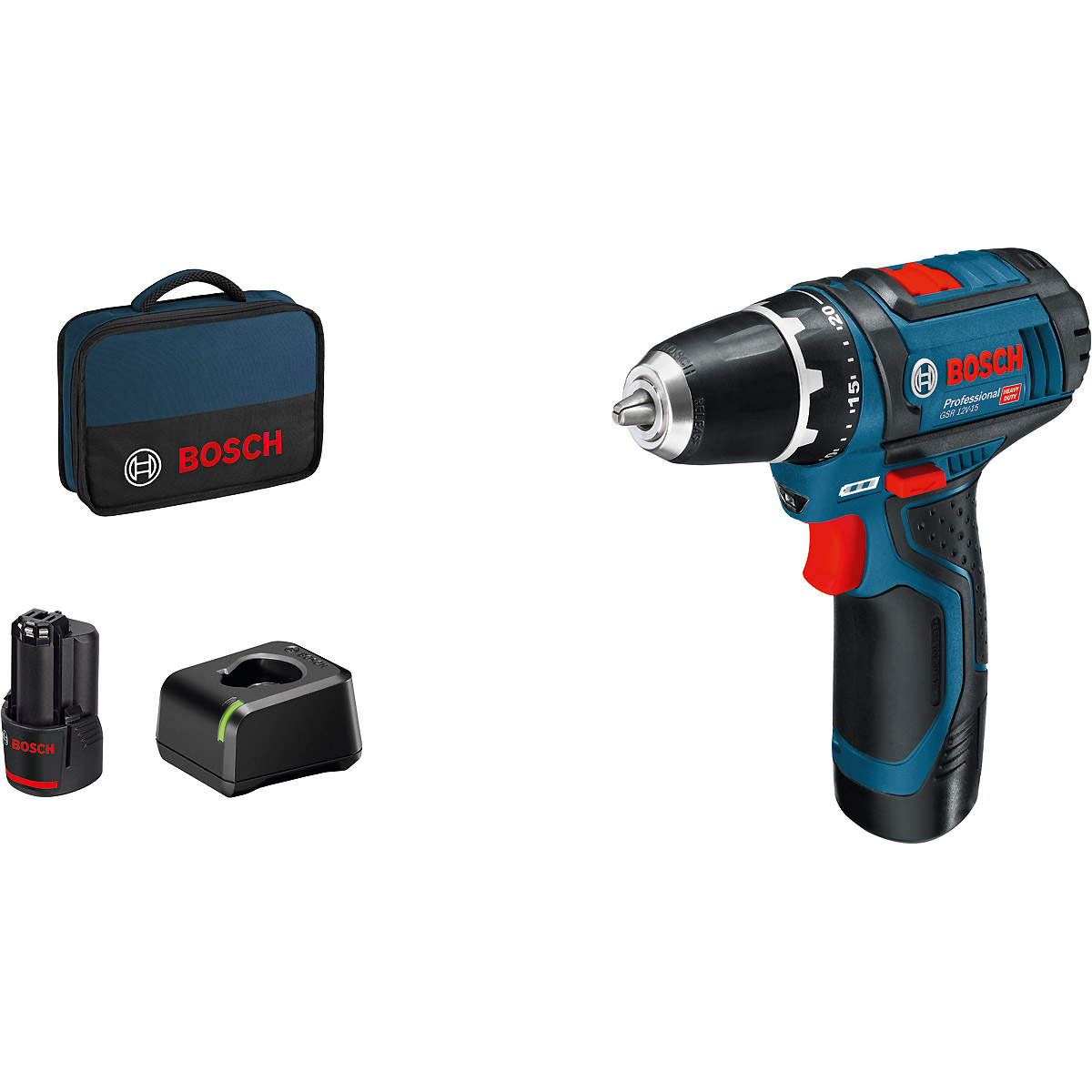 Bosch Akku-Bohrschrauber GSR 12V-15, mit 2 x 2.0 Ah Akku