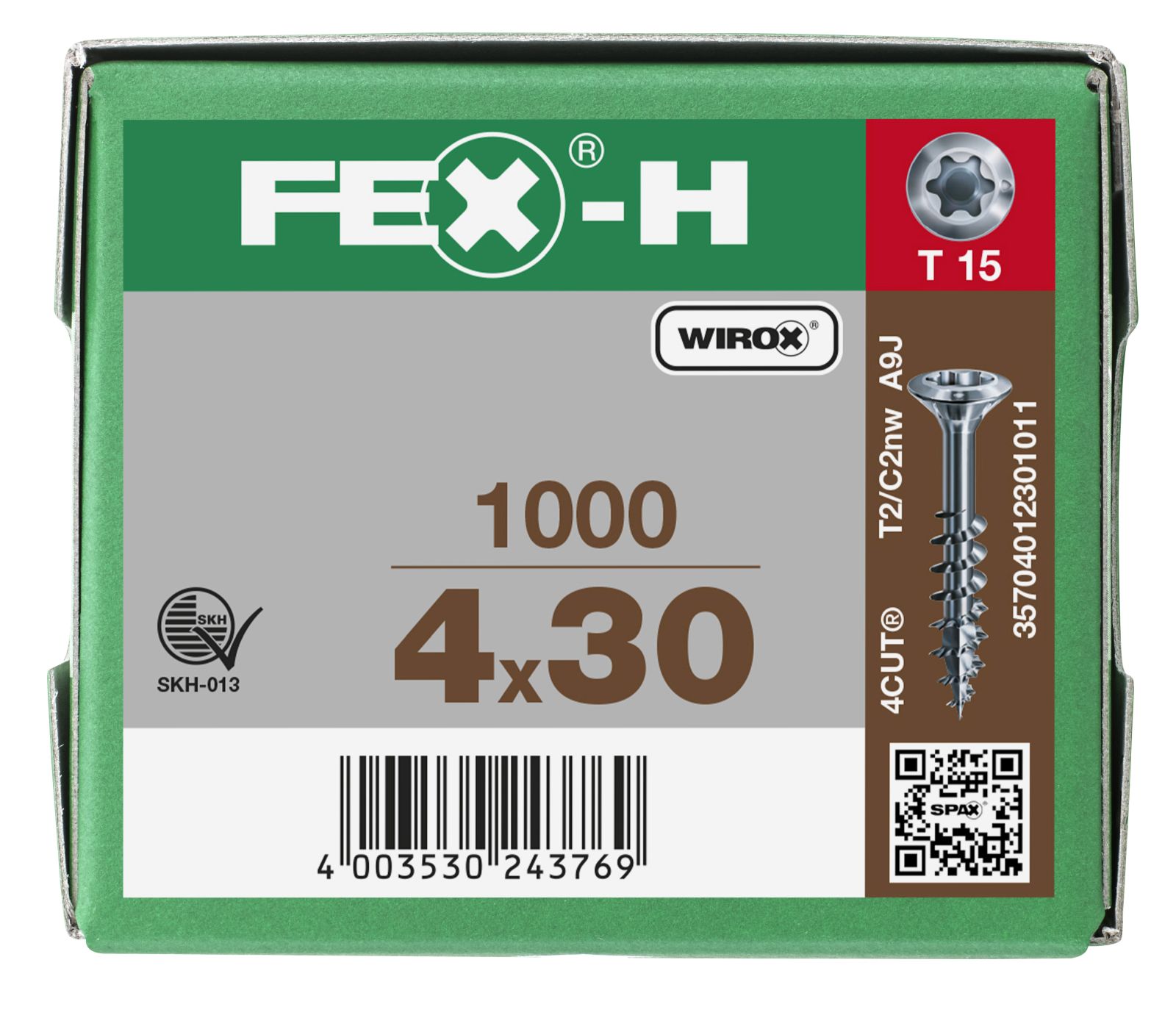 SPAX FEX-H BR T-Star Plus T15 Teilgewinde WIROX, 1000 Stück