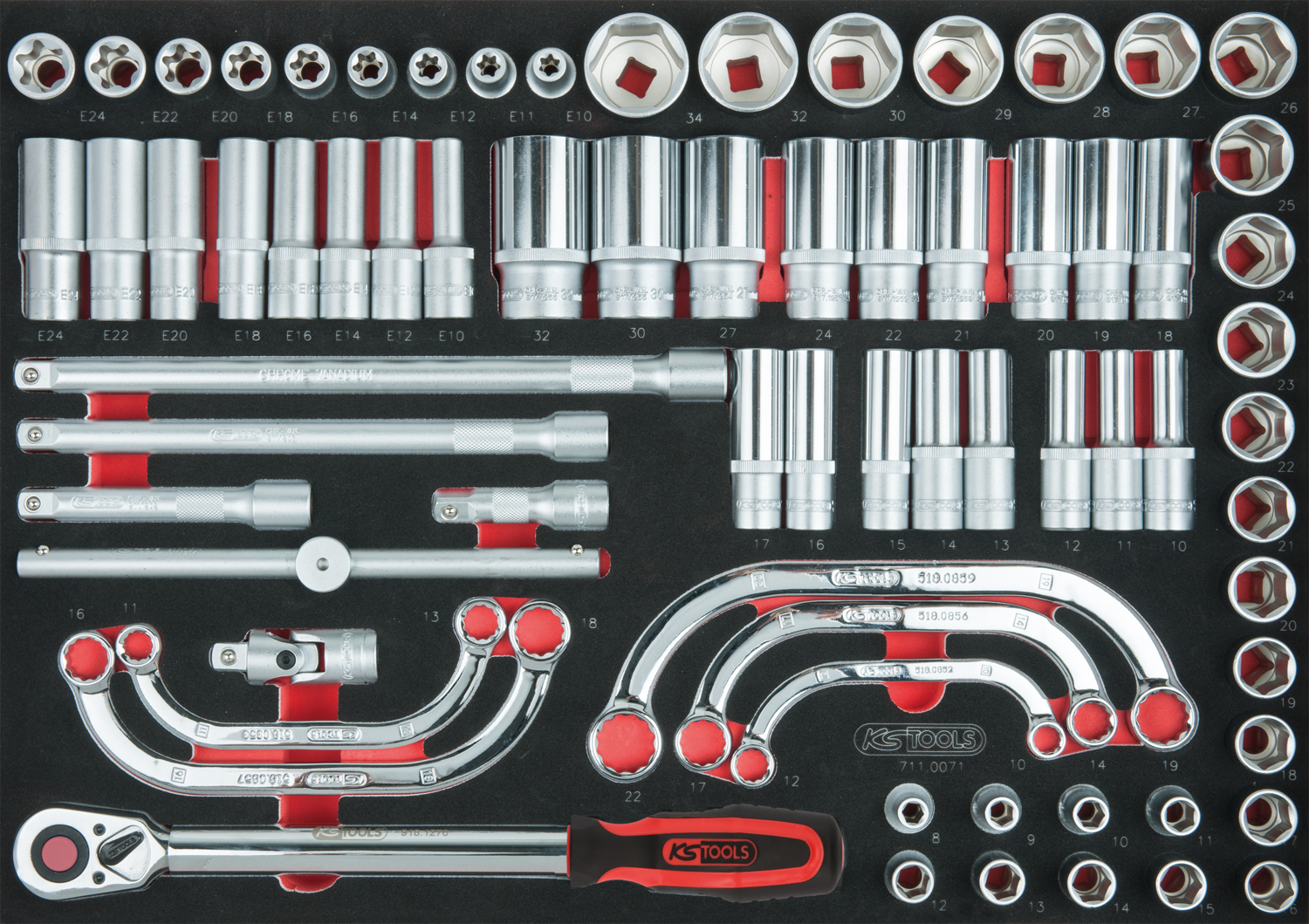 KS Tools 1/2" Steckschlüssel-Satz, 71-tlg, 1/1 Systemeinlage
