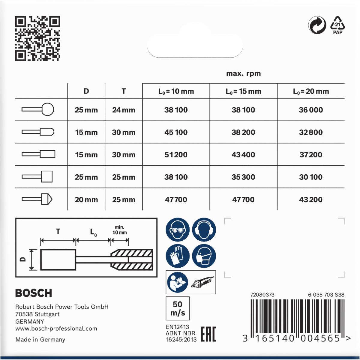 Bosch PRO Schleifstift-Set, 5-teilig, 6 mm