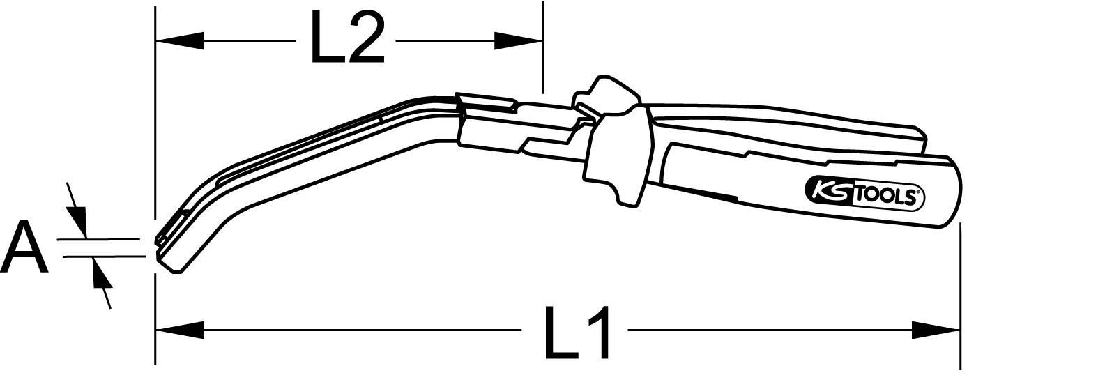 KS Tools Glühkerzenstecker-Zange, abgewinkelt, 235mm