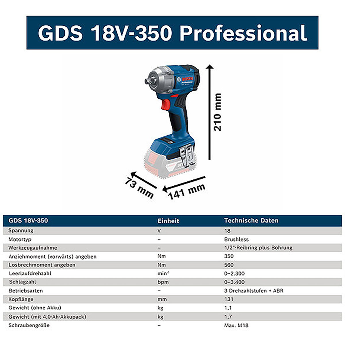 Bosch Akku-Drehschlagschrauber GDS 18V-350