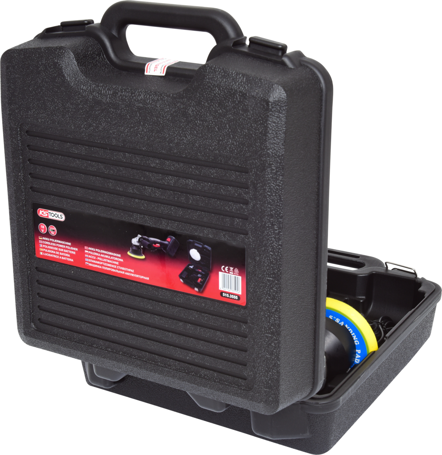 KS Tools Akku-Poliermaschine, 2.300 U-min 18V, mit 1 Akku und 1 Ladegerät