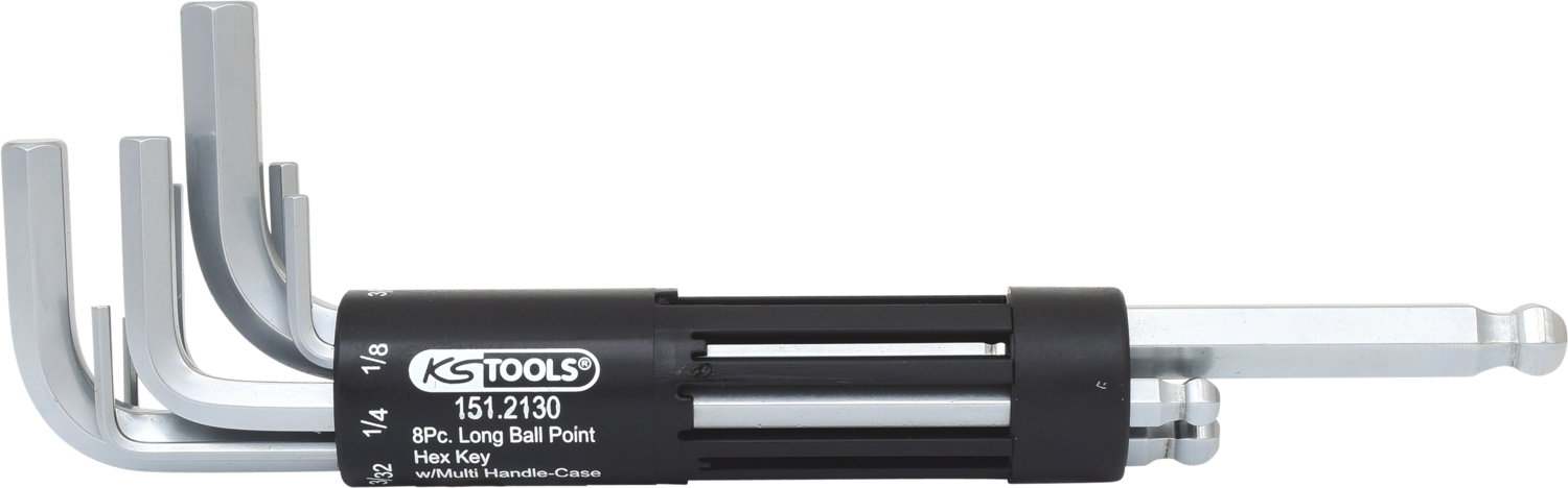 KS Tools 3 in 1 Innen6kant-Winkelstiftschlüssel-Satz,8-tlg lang, Kugelkopf, Zoll