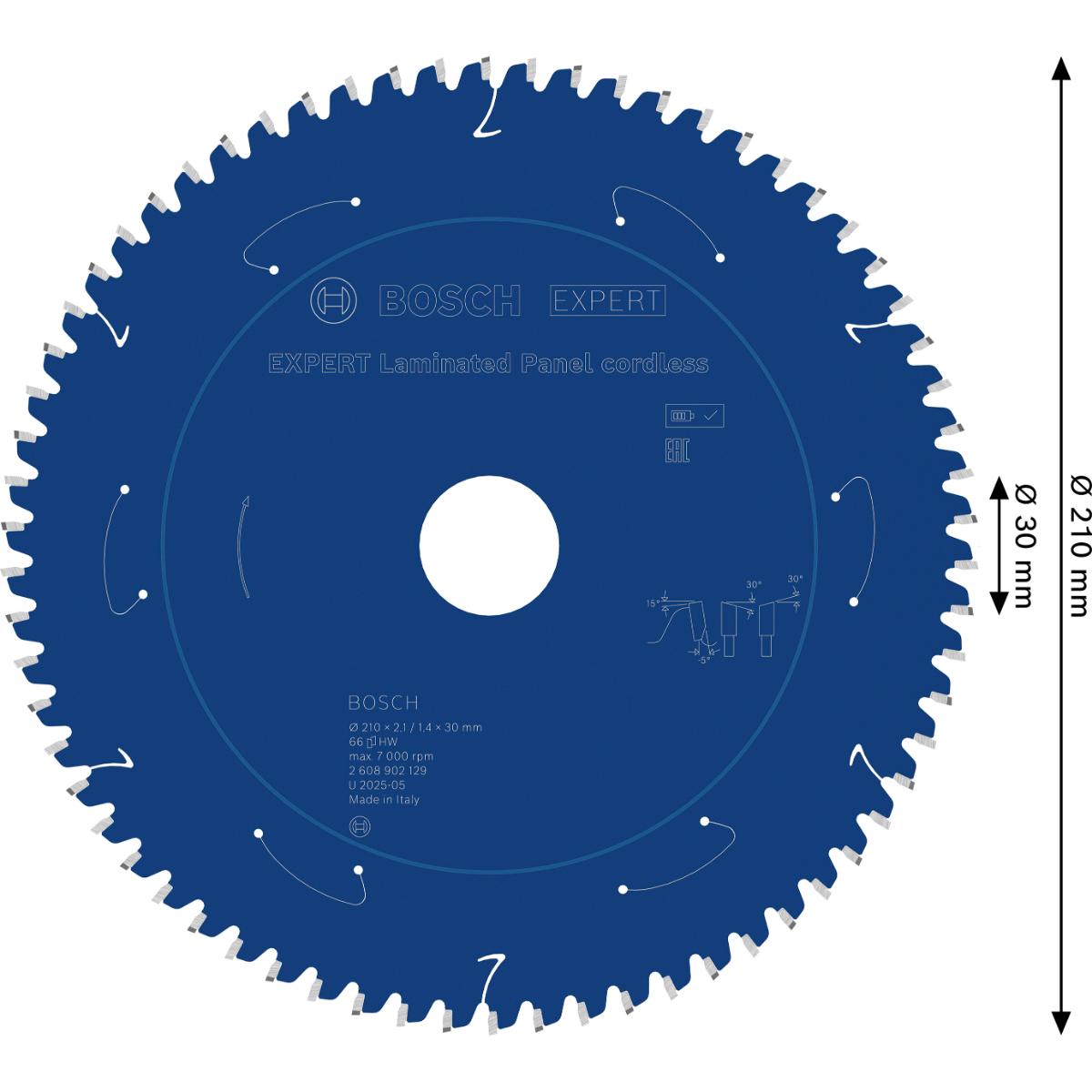 Bosch EXPERT Laminated Panel Kreissägeblatt, 210x2,1x30 mm, Z66
