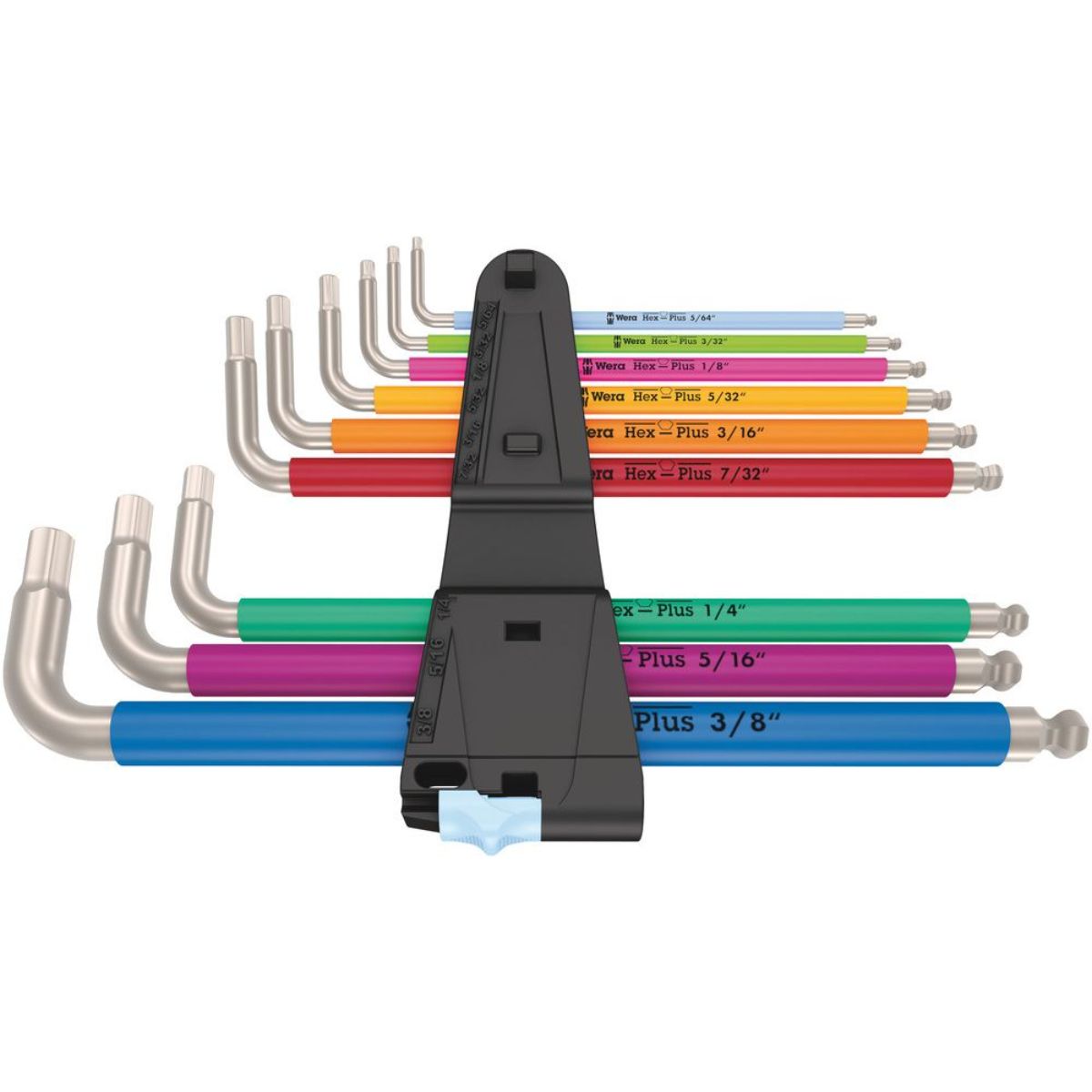 Wera 3950/9 Hex-Plus Multicolour Imperial Stainless 1, Winkelschlüsselsatz, zöllig, Edelstahl, 9-tlg